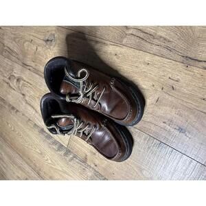 G.H. Bass & Co Brown Leather Moc Toe Boots Size 9 Mens with Yellow/Black Laces